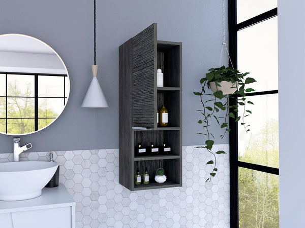 HomeRoots 12" Smoky Black Floating Bathroom Vanity with Medicine Cabinet – Space-Saving Design & Soft-Close Hardware 543606