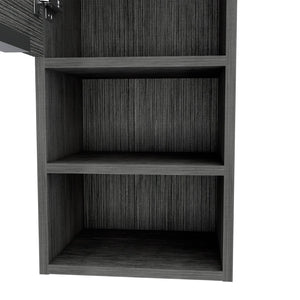 HomeRoots 12" Smoky Black Floating Bathroom Vanity with Medicine Cabinet – Space-Saving Design & Soft-Close Hardware 543606