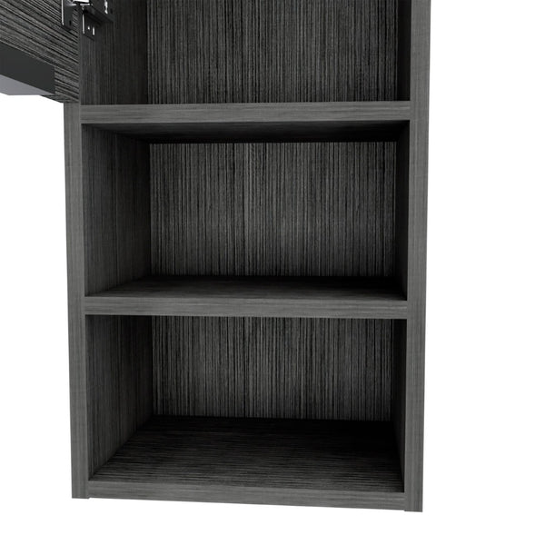 HomeRoots 12" Smoky Black Floating Bathroom Vanity with Medicine Cabinet – Space-Saving Design & Soft-Close Hardware 543606
