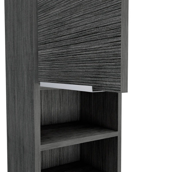HomeRoots 12" Smoky Black Floating Bathroom Vanity with Medicine Cabinet – Space-Saving Design & Soft-Close Hardware 543606