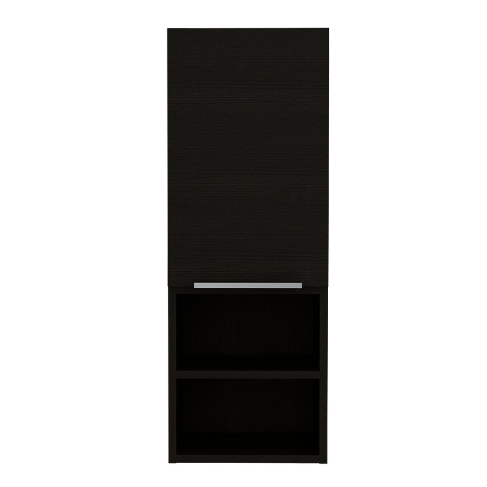 HomeRoots 12" Black Wood Floating Vanity & Medicine Cabinet - Space-Saving Modern Design for Small Bathrooms 543607
