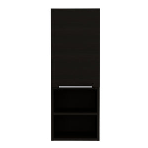 HomeRoots 12" Black Wood Floating Vanity & Medicine Cabinet - Space-Saving Modern Design for Small Bathrooms 543607