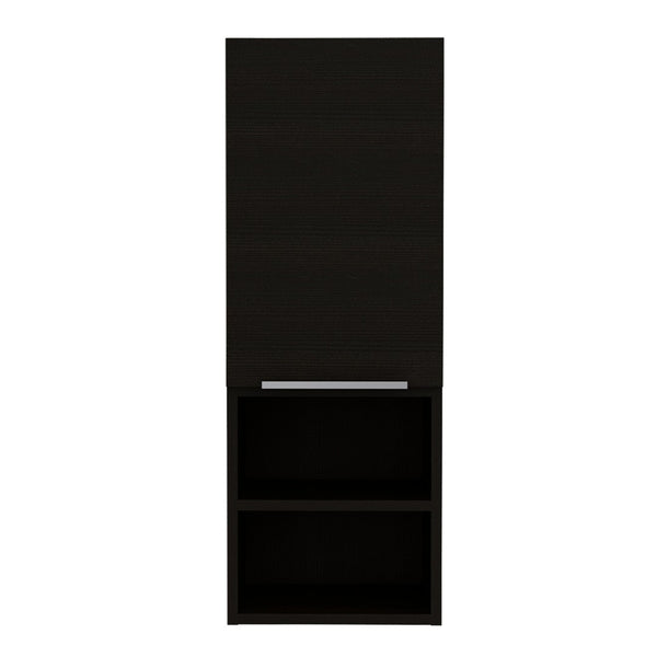 HomeRoots 12" Black Wood Floating Vanity & Medicine Cabinet - Space-Saving Modern Design for Small Bathrooms 543607