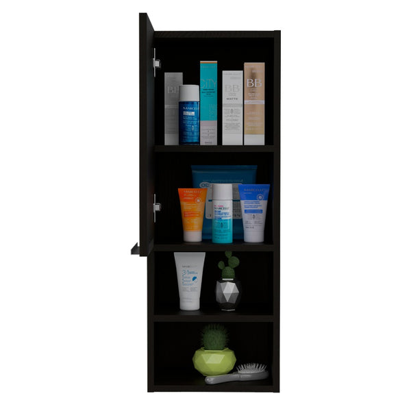 HomeRoots 12" Black Wood Floating Vanity & Medicine Cabinet - Space-Saving Modern Design for Small Bathrooms 543607