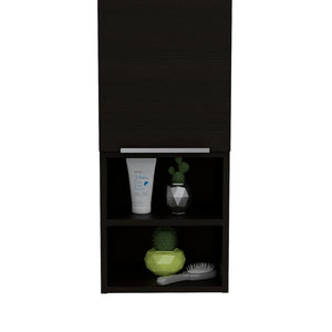 HomeRoots 12" Black Wood Floating Vanity & Medicine Cabinet - Space-Saving Modern Design for Small Bathrooms 543607