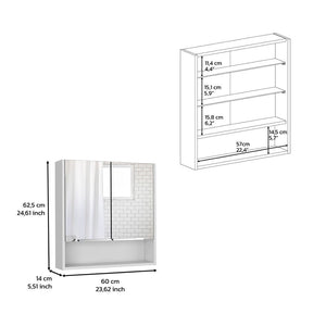 HomeRoots Set of Two White Floating Bathroom Vanities with Medicine Cabinets and Mirrors for Modern Style 543609