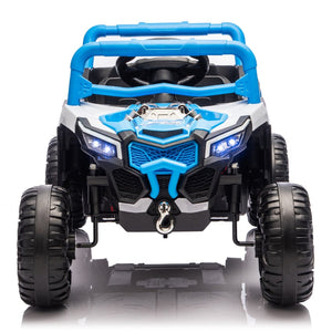 English Elm 12v Kids Electric Utv Ride on Toy with Parental Remote Swing Function and Shock Absorbers Blue W1578P368161