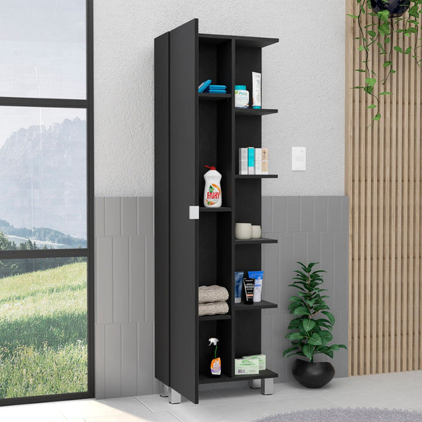 HomeRoots 20" Black Freestanding Bathroom Vanity - Modern Design, Space-Saving Storage with Soft-Close Door 543614