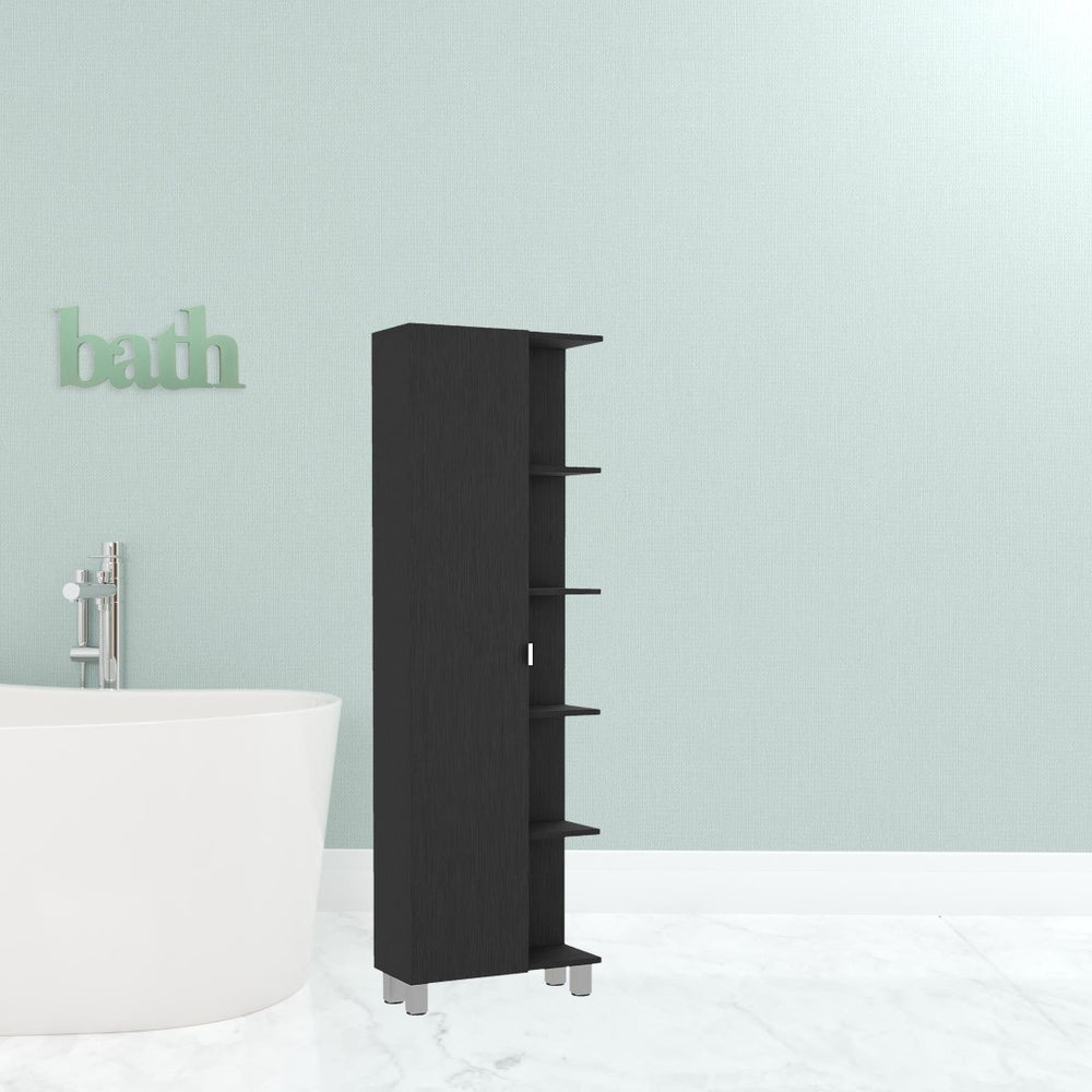 HomeRoots 20" Black Freestanding Bathroom Vanity - Modern Design, Space-Saving Storage with Soft-Close Door 543614