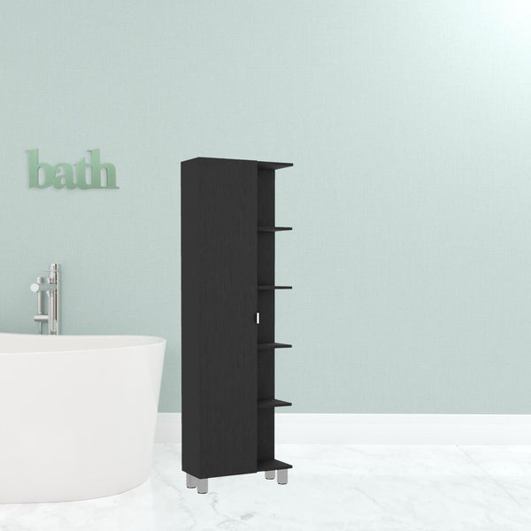 HomeRoots 20" Black Freestanding Bathroom Vanity - Modern Design, Space-Saving Storage with Soft-Close Door 543614