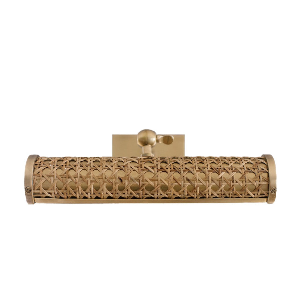 Chelsea House Cane Handwoven Picture Light With Antique Brass Frame — Adjustable Tilt Shade, Warm Gallery Illumination 54361718