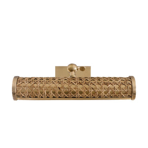 Chelsea House Cane Handwoven Picture Light With Antique Brass Frame — Adjustable Tilt Shade, Warm Gallery Illumination 54361718