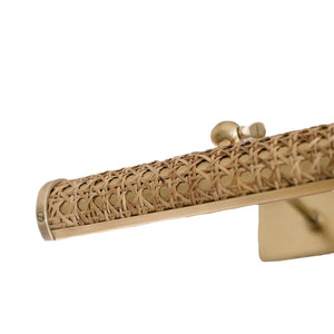 Chelsea House Cane Handwoven Picture Light With Antique Brass Frame — Adjustable Tilt Shade, Warm Gallery Illumination 54361718