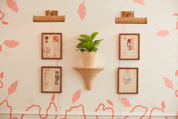 Chelsea House Cane Handwoven Picture Light With Antique Brass Frame — Adjustable Tilt Shade, Warm Gallery Illumination 54361718