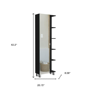 HomeRoots 20" Black Wood Freestanding Vanity with Matching Mirror – Modern Elegance for Your Bathroom Space 543617
