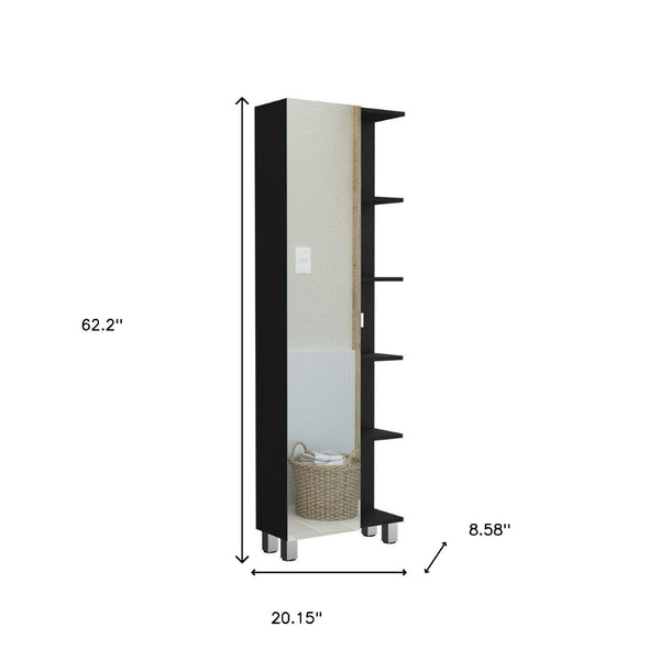 HomeRoots 20" Black Wood Freestanding Vanity with Matching Mirror – Modern Elegance for Your Bathroom Space 543617