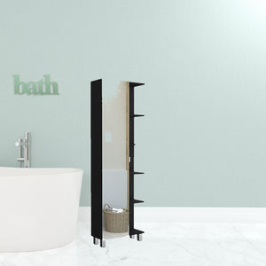 HomeRoots 20" Black Wood Freestanding Vanity with Matching Mirror – Modern Elegance for Your Bathroom Space 543617