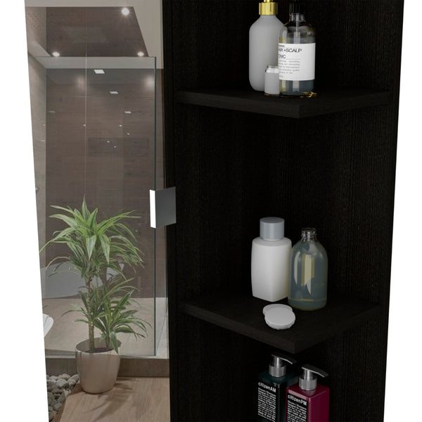 HomeRoots 20" Black Wood Freestanding Vanity with Matching Mirror – Modern Elegance for Your Bathroom Space 543617
