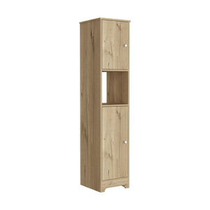 HomeRoots 14" Natural Wood Freestanding Double Door Bathroom Vanity - Stylish Compact Storage for Small Spaces 543618