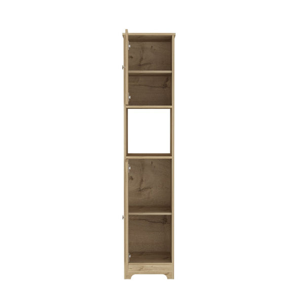HomeRoots 14" Natural Wood Freestanding Double Door Bathroom Vanity - Stylish Compact Storage for Small Spaces 543618