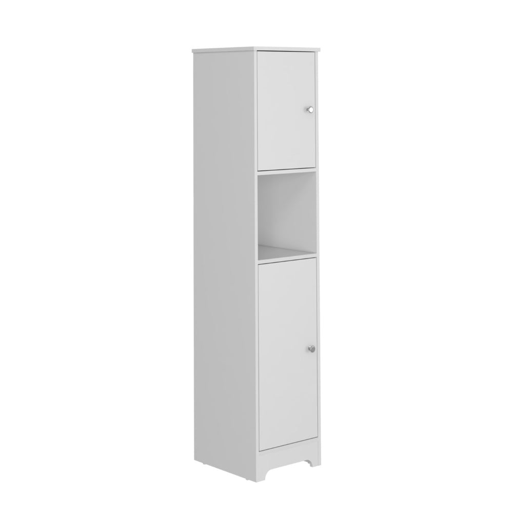 HomeRoots 14" White Modern Freestanding Bathroom Vanity with Double Doors, Ample Storage & Soft-Close Hinges 543619