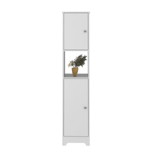 HomeRoots 14" White Modern Freestanding Bathroom Vanity with Double Doors, Ample Storage & Soft-Close Hinges 543619