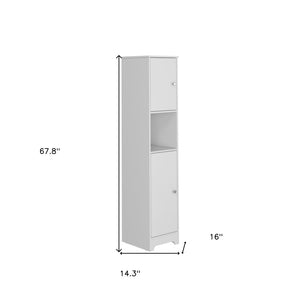 HomeRoots 14" White Modern Freestanding Bathroom Vanity with Double Doors, Ample Storage & Soft-Close Hinges 543619