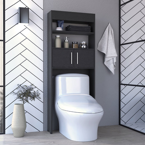 HomeRoots 25" Black Wood Freestanding Vanity - Modern Double Door Design with Soft-Close Hinges for Style & Storage 543620