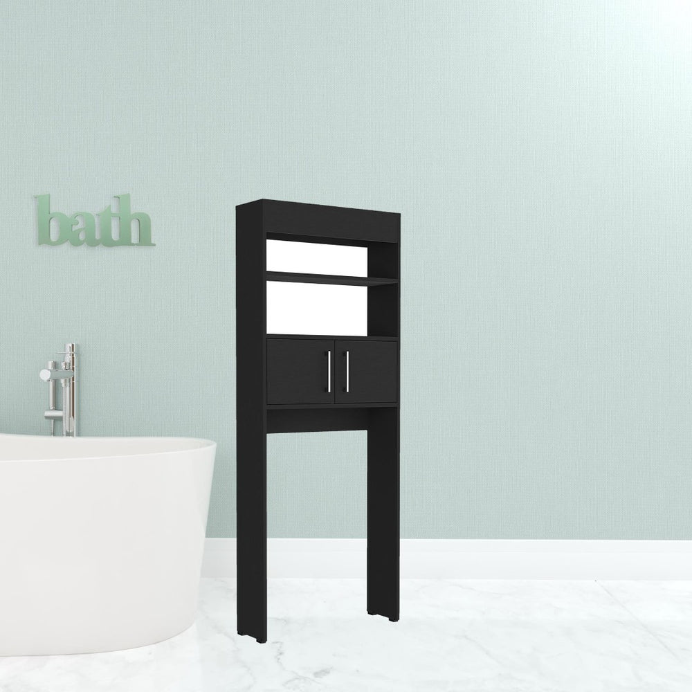 HomeRoots 25" Black Wood Freestanding Vanity - Modern Double Door Design with Soft-Close Hinges for Style & Storage 543620