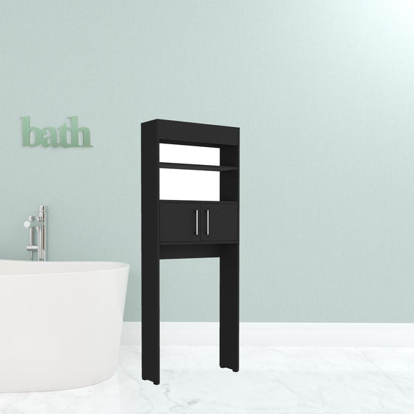HomeRoots 25" Black Wood Freestanding Vanity - Modern Double Door Design with Soft-Close Hinges for Style & Storage 543620