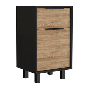 Homeroots 28" Black One Drawer Faux Wood Nightstand With Storage   543636