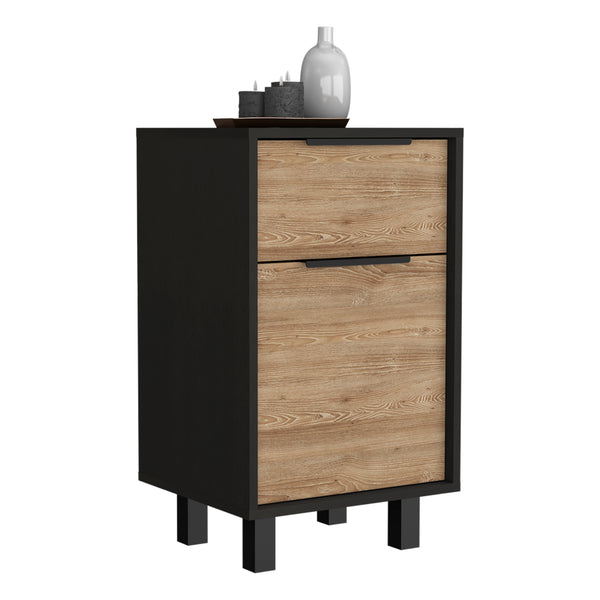 Homeroots 28" Black One Drawer Faux Wood Nightstand With Storage   543636