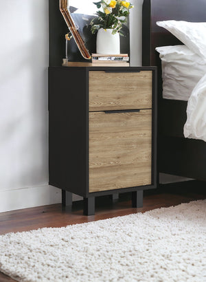 Homeroots 28" Black One Drawer Faux Wood Nightstand With Storage   543636