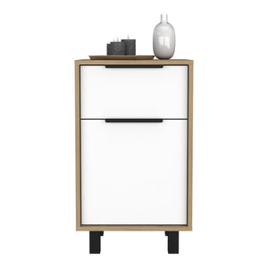 Homeroots 28" White One Drawer Faux Wood Nightstand With Storage   543637