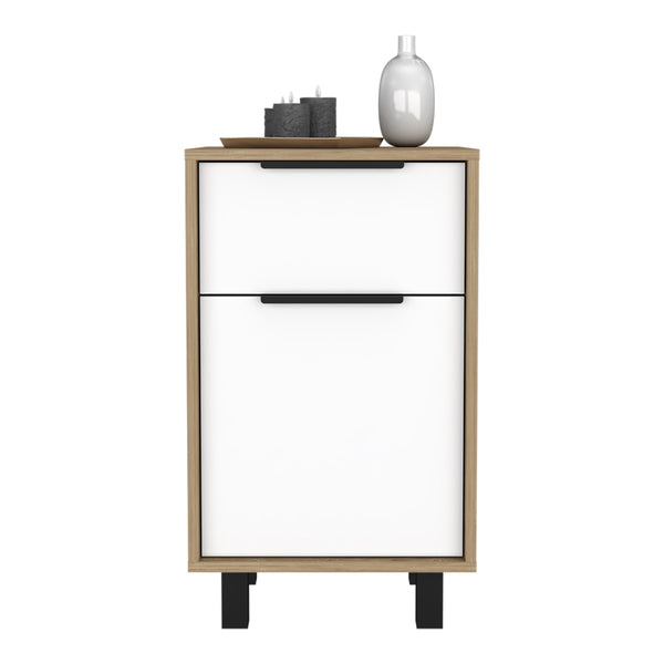 Homeroots 28" White One Drawer Faux Wood Nightstand With Storage   543637