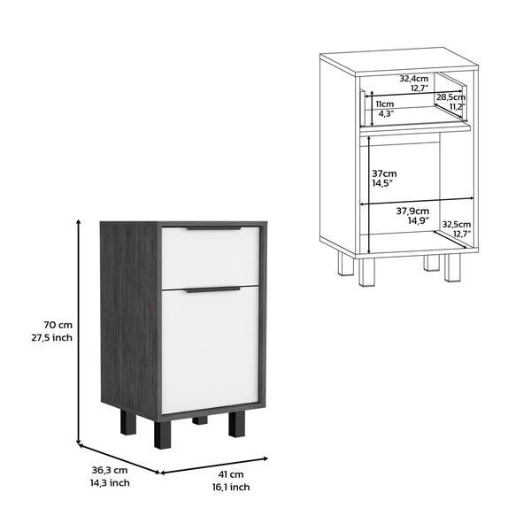 Homeroots 28" Gray One Drawer Faux Wood Nightstand With Storage   543638