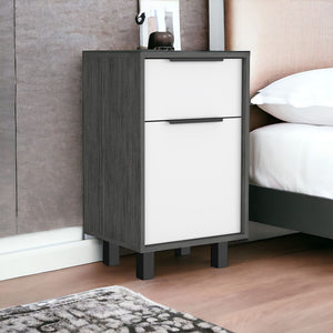 Homeroots 28" Gray One Drawer Faux Wood Nightstand With Storage   543638