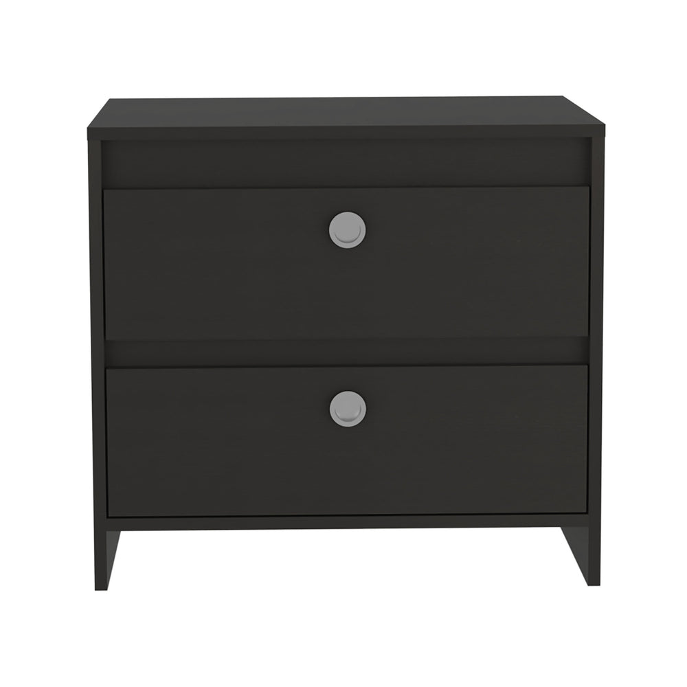 Homeroots 22" Black Two Drawer Faux Wood Nightstand   543639