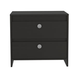 Homeroots 22" Black Two Drawer Faux Wood Nightstand   543639