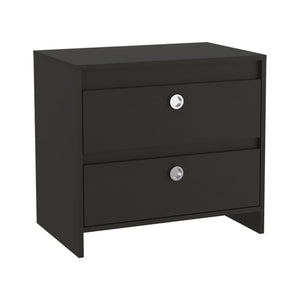 Homeroots 22" Black Two Drawer Faux Wood Nightstand   543639