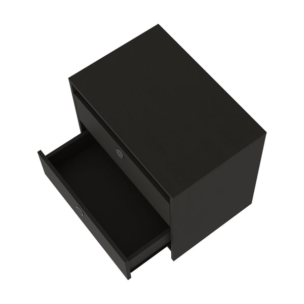 Homeroots 22" Black Two Drawer Faux Wood Nightstand   543639