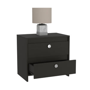 Homeroots 22" Black Two Drawer Faux Wood Nightstand   543639