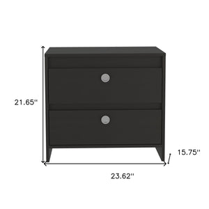 Homeroots 22" Black Two Drawer Faux Wood Nightstand   543639