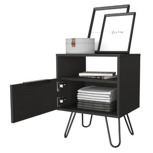 22 Inch Black Finished Wood Nightstand Compact Bedside Table for Modern Bedroom Storage