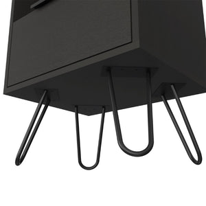 22 Inch Black Finished Wood Nightstand Compact Bedside Table for Modern Bedroom Storage