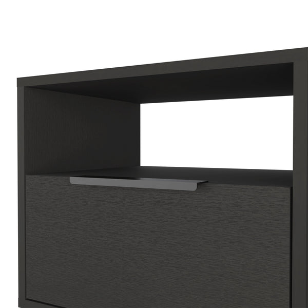 Homeroots 22" Black Faux Wood Nightstand With Storage   543640