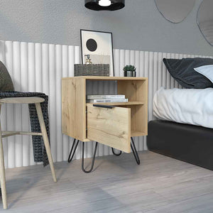 Homeroots 22" Beige Faux Wood Nightstand With Storage   543641