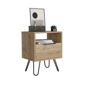 Homeroots 22" Beige Faux Wood Nightstand With Storage   543641