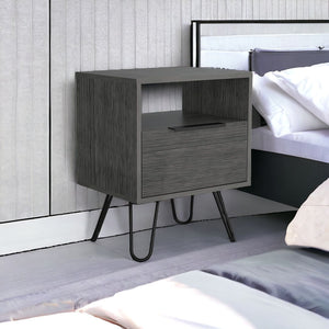 Homeroots 22" Gray Faux Wood Nightstand With Storage   543642