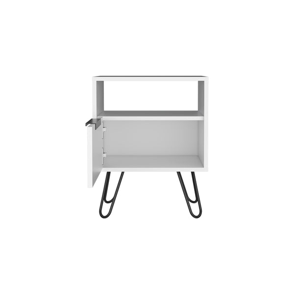 Homeroots 22" White Faux Wood Nightstand With Storage   543643